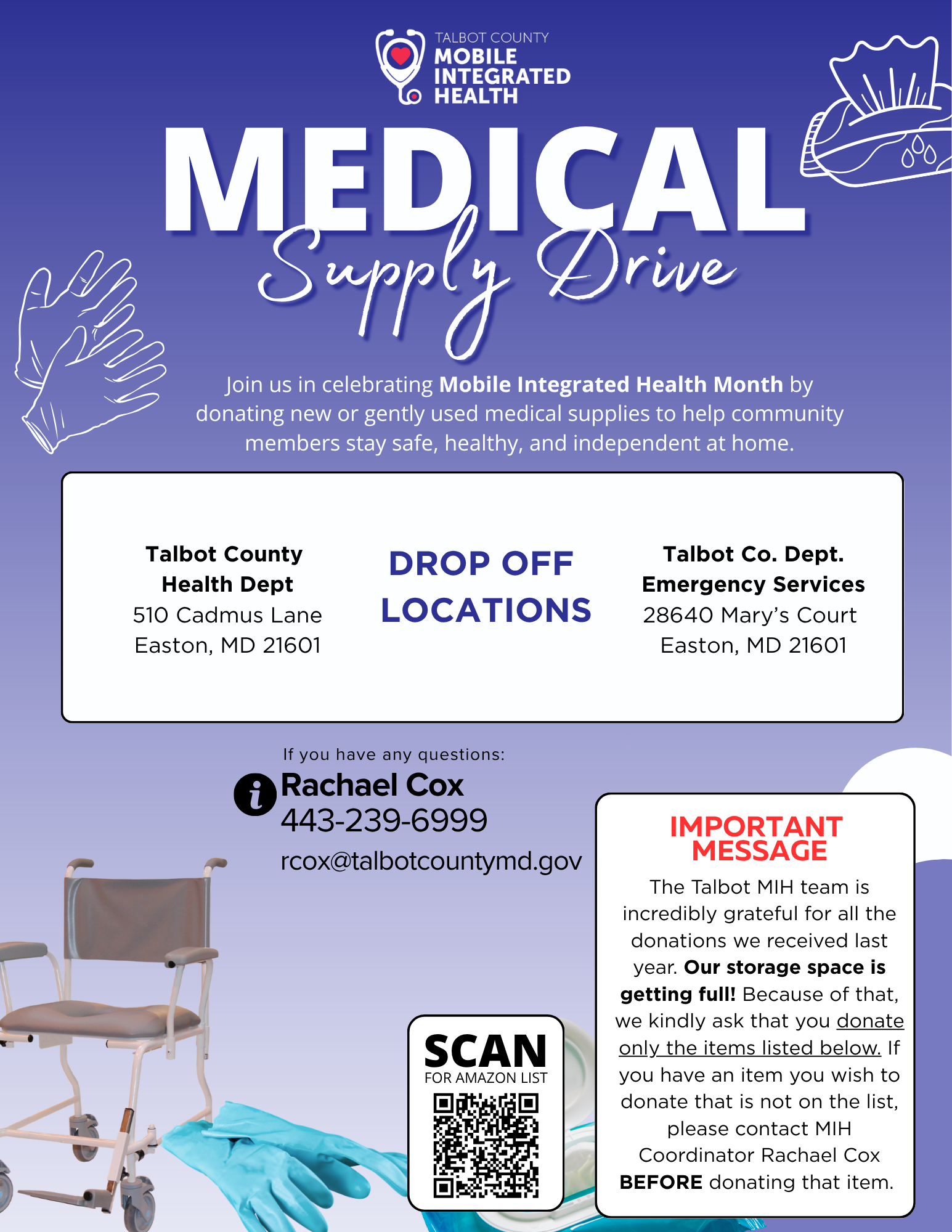 MIH Medical Supply Drive Flyer 2026